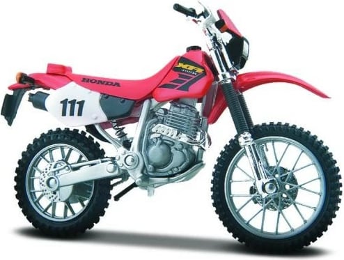 Model motor Maisto Honda XR400R 1:18, metal, Kuqe/Gri/Zi, me qëndrim ekspozimi