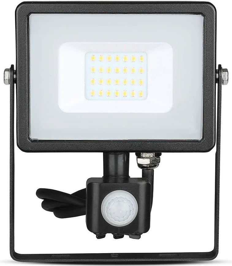 Dritë përmbytëse LED V-TAC me sensor lëvizjeje, 20W, 3000K, 1600lm, e zezë