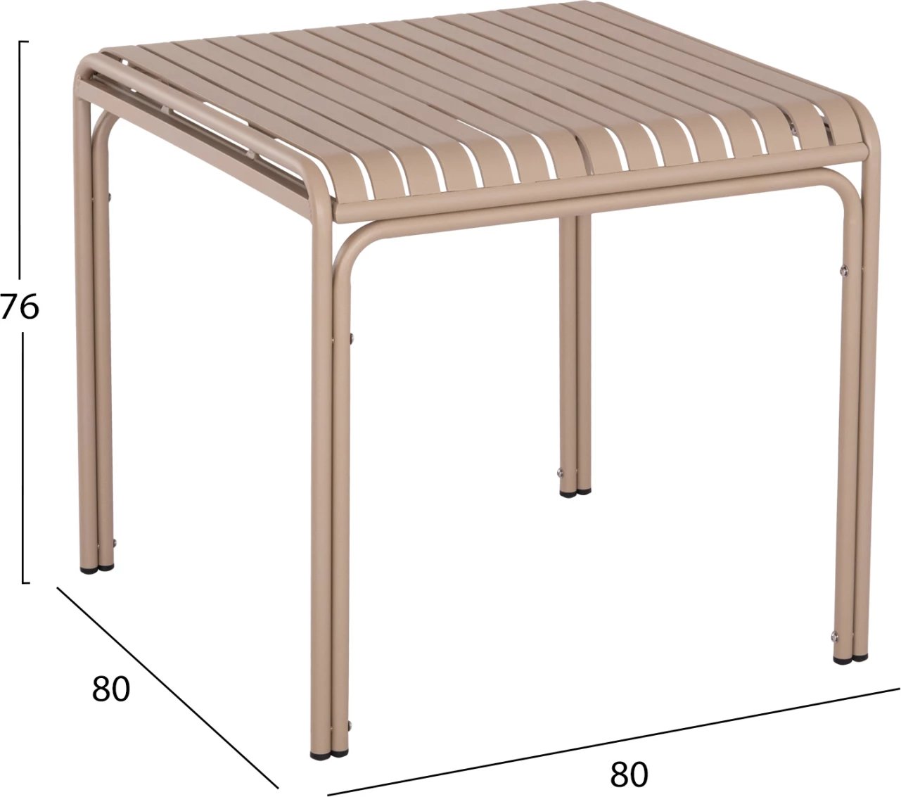 Tavolinë katrore për jashtë, alumin, ngjyrë shampanje, RACHEL FH6338.04, 80x80x76cm