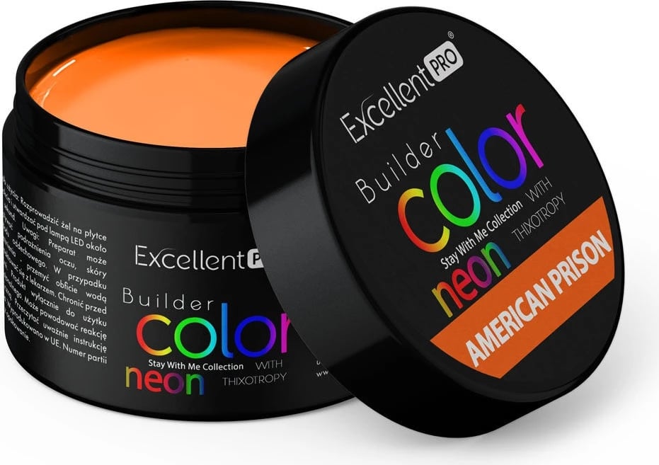 Gel ndërtues për thonj Excellent PRO Color Neon With Thixotropy American Prison për femra 15g