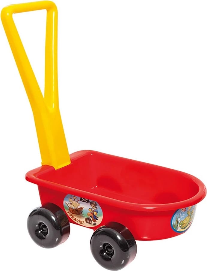 karrocë lodër, DOHANY, plastike, 43x27 cm, 4 rrota, dorezë lëvizëse, e kuqe