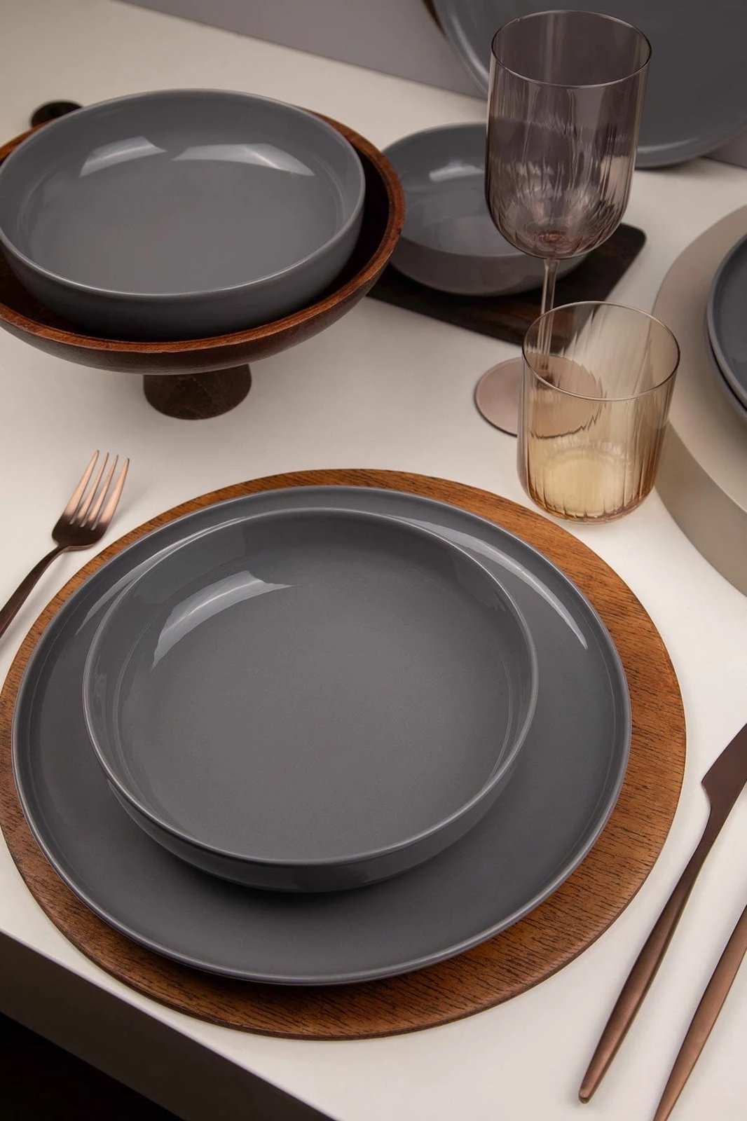 Set enësh për drekë (12 copë), Hermia, MOD12Y1A740800, ngjyrë antracit