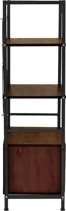 Raft dyshemeje me dollap Kuili, metal i zi, MDF ngjyrë arre, 60x36x121cm