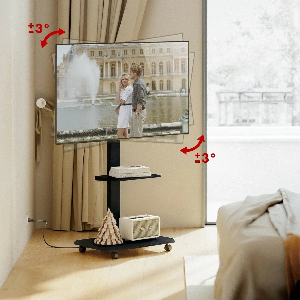 Karrocë mobile për TV Ergo Office ER-304B, për ekrane 37-75", e zezë