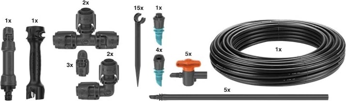 Set ujitje me pika Gardena 13450-20, 25m, zi, gjelbër