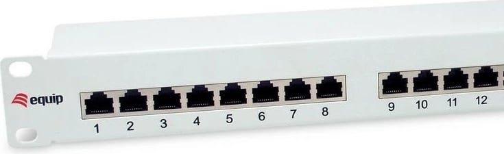 Patch panel EQUIP 24-port Cat6, 1U, metal, rackmount, gri