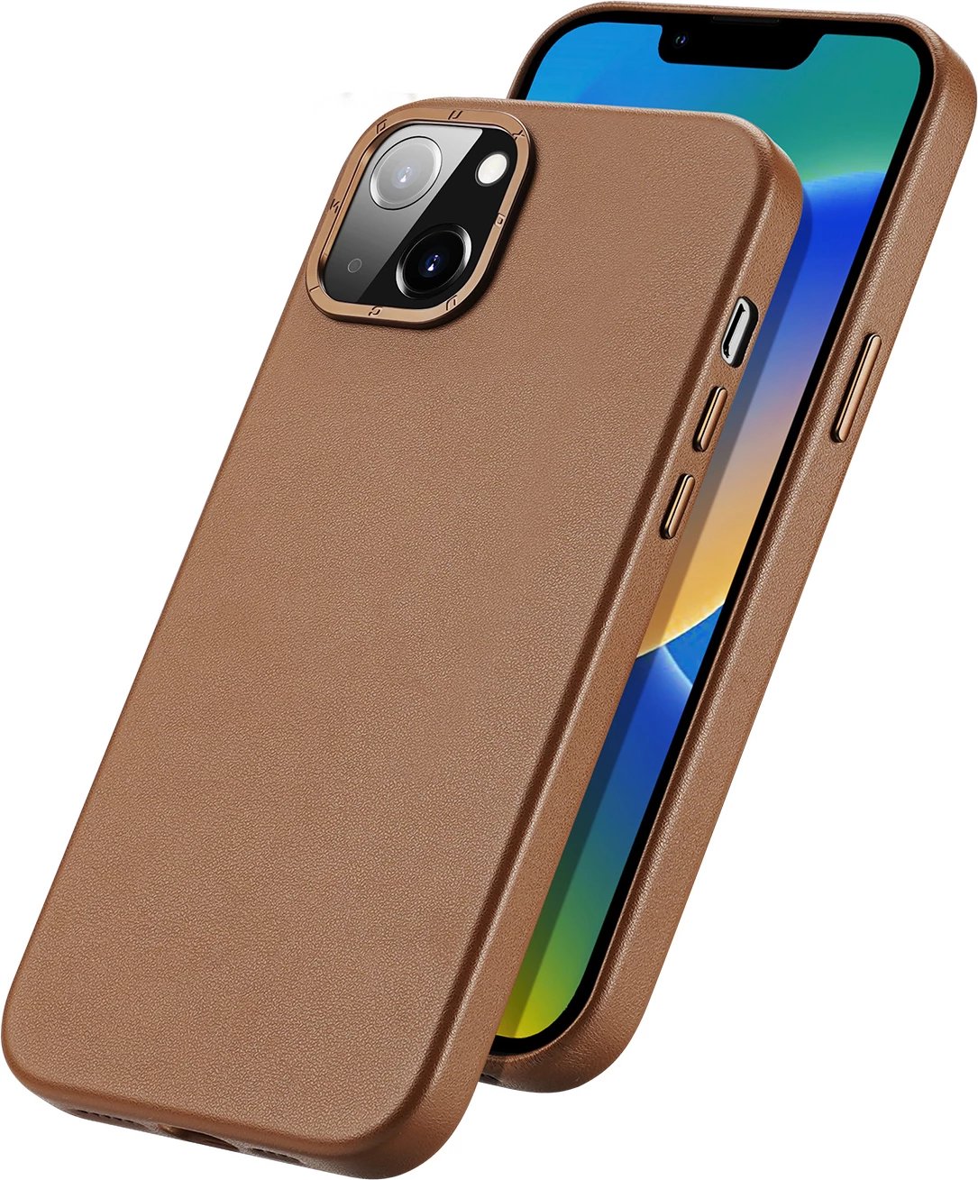 Mbështjellës Dux Ducis Grit për iPhone 14 Plus, lëkurë ekologjike, MagSafe, Kafe