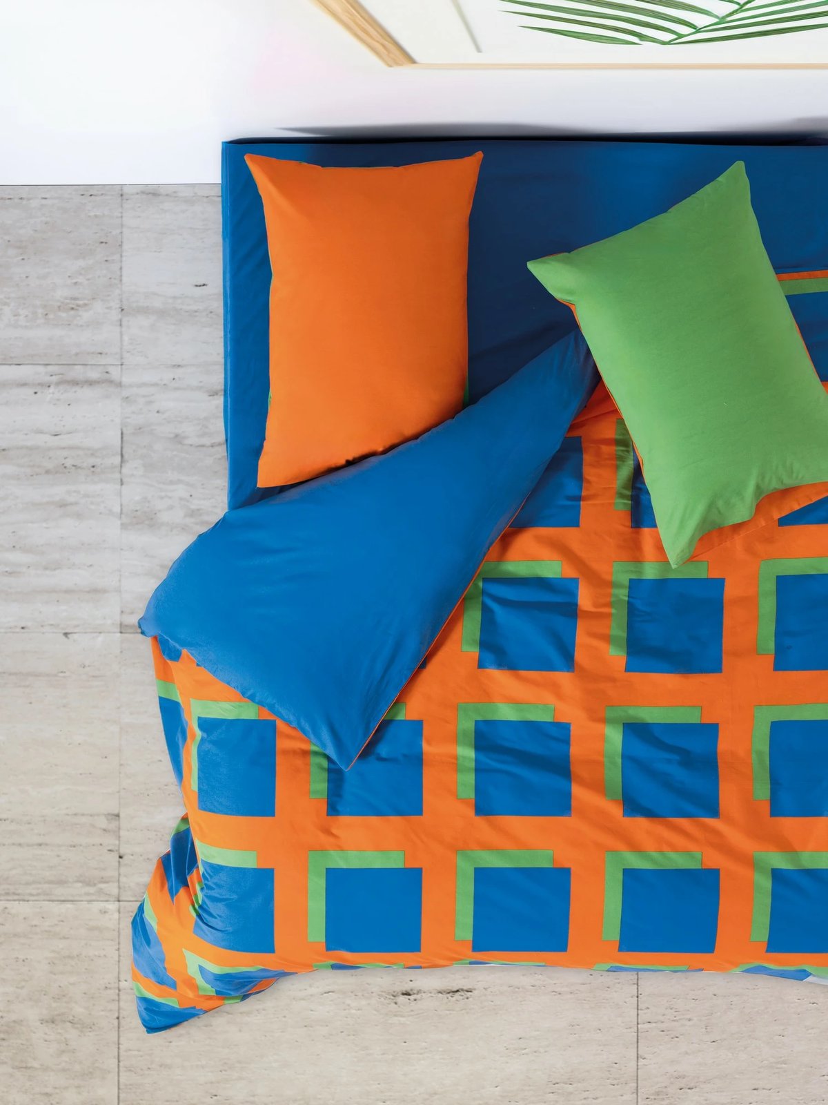 Set mbulesë për jorgan Super King, L'essentiel, Venus, ngjyrë kaltër, jeshile, portokalli