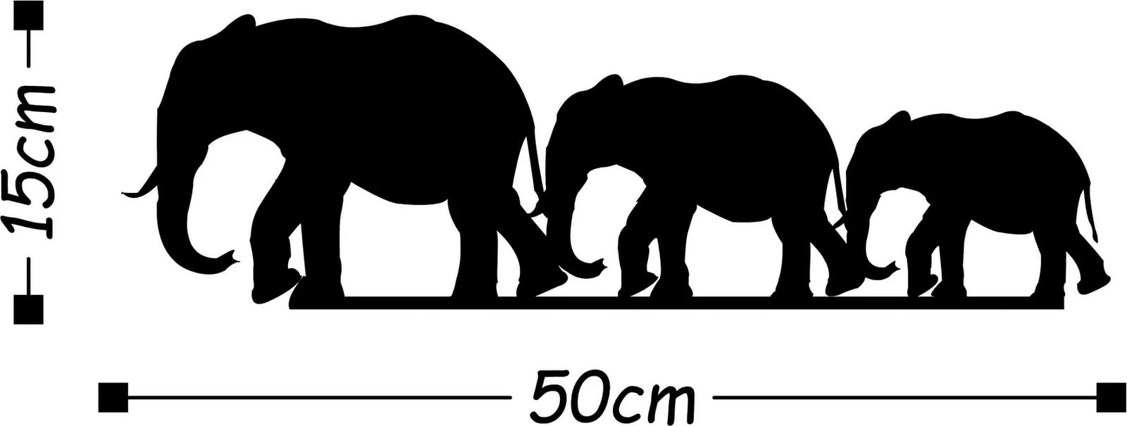 Aksesor dekorativ metalik për mur, elefantë, Wallity