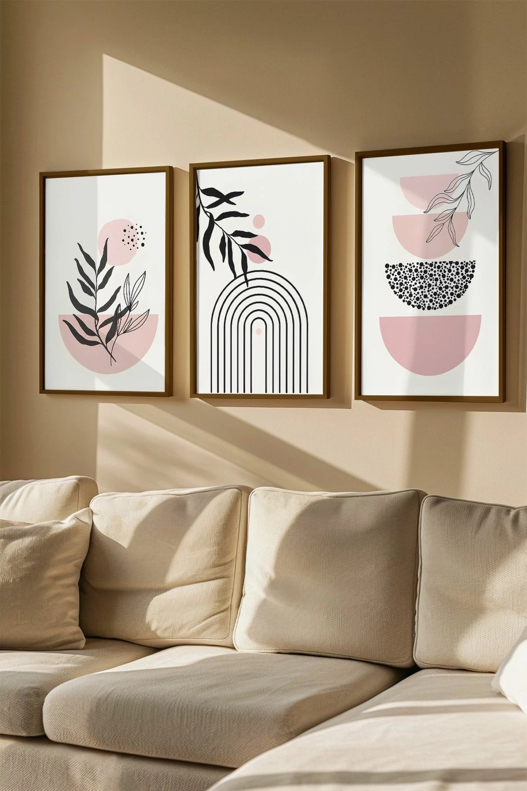 Pikturë dekorative me kornizë (3 copë), Wallity, Artvmodel2-Kahve