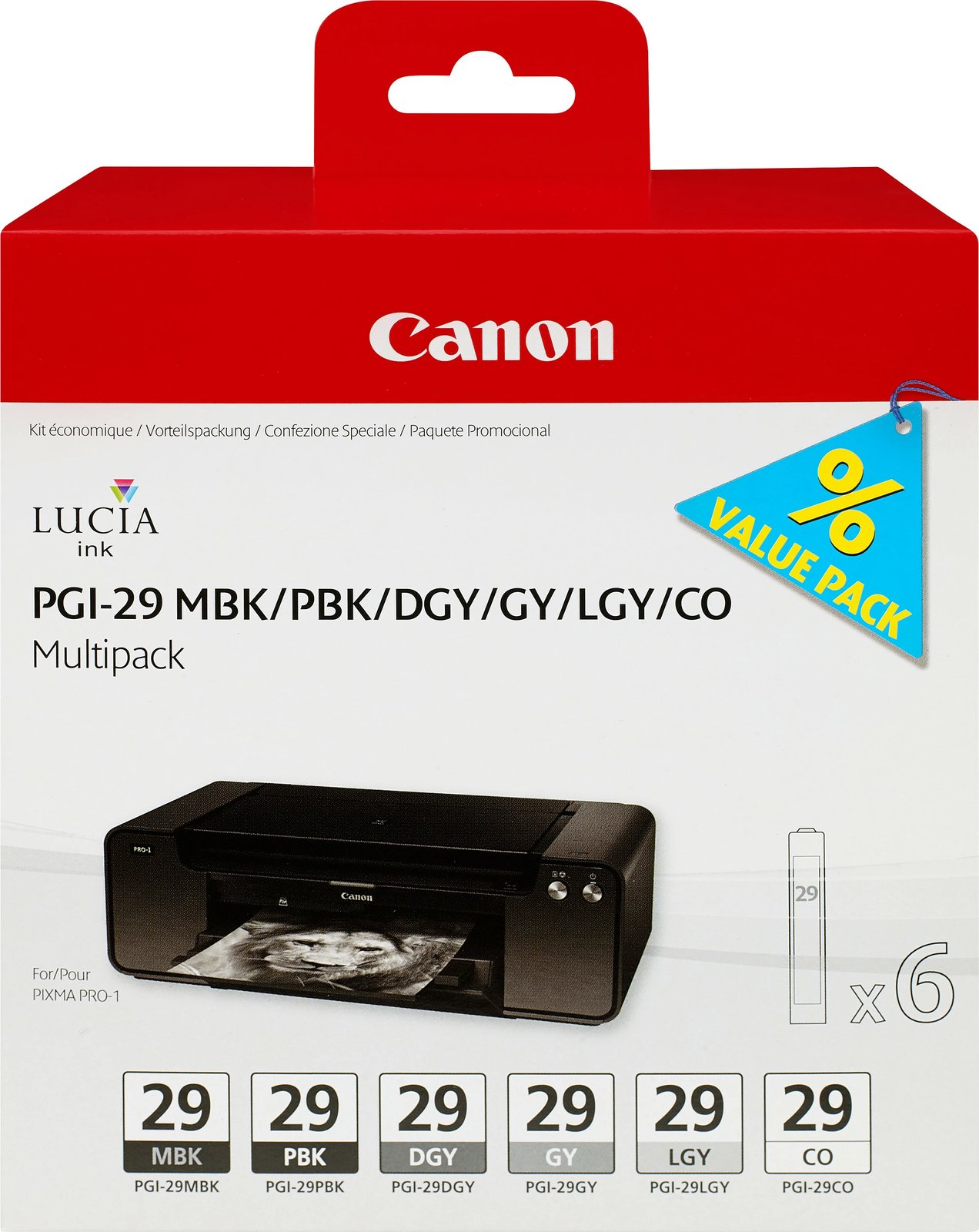 Toner Canon PGI-29 MBK/PBK/DGY/GY/LGY/CO, 36 ml, Multipack