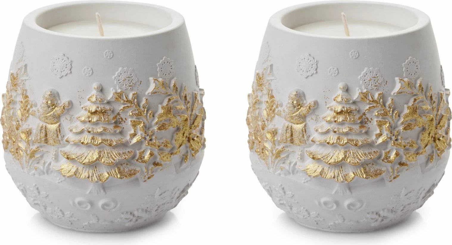 Set qirinjsh (2 copë), Evila Originals, i bardhë me të artë, Yılbaşı Büyük Yaldızlı