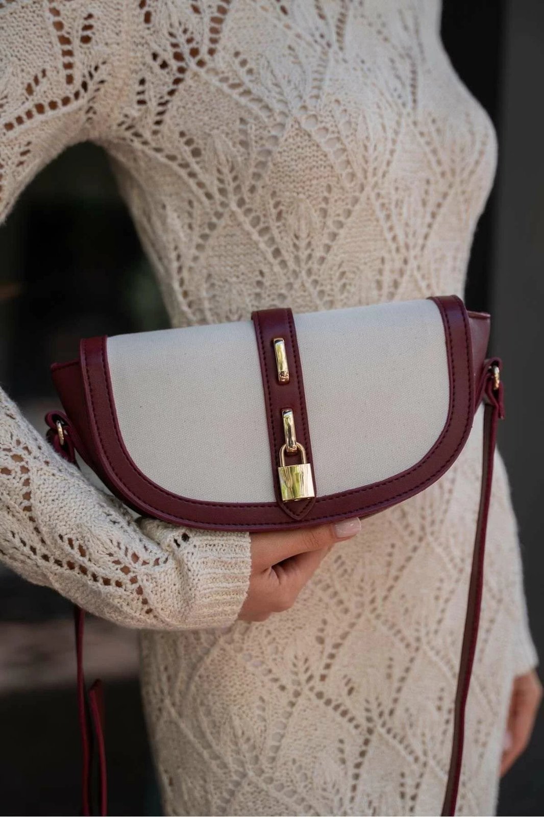 Çantë shpatulle Zoozie Bags, MK1020023SV10-020, e kuqe bordo dhe krem