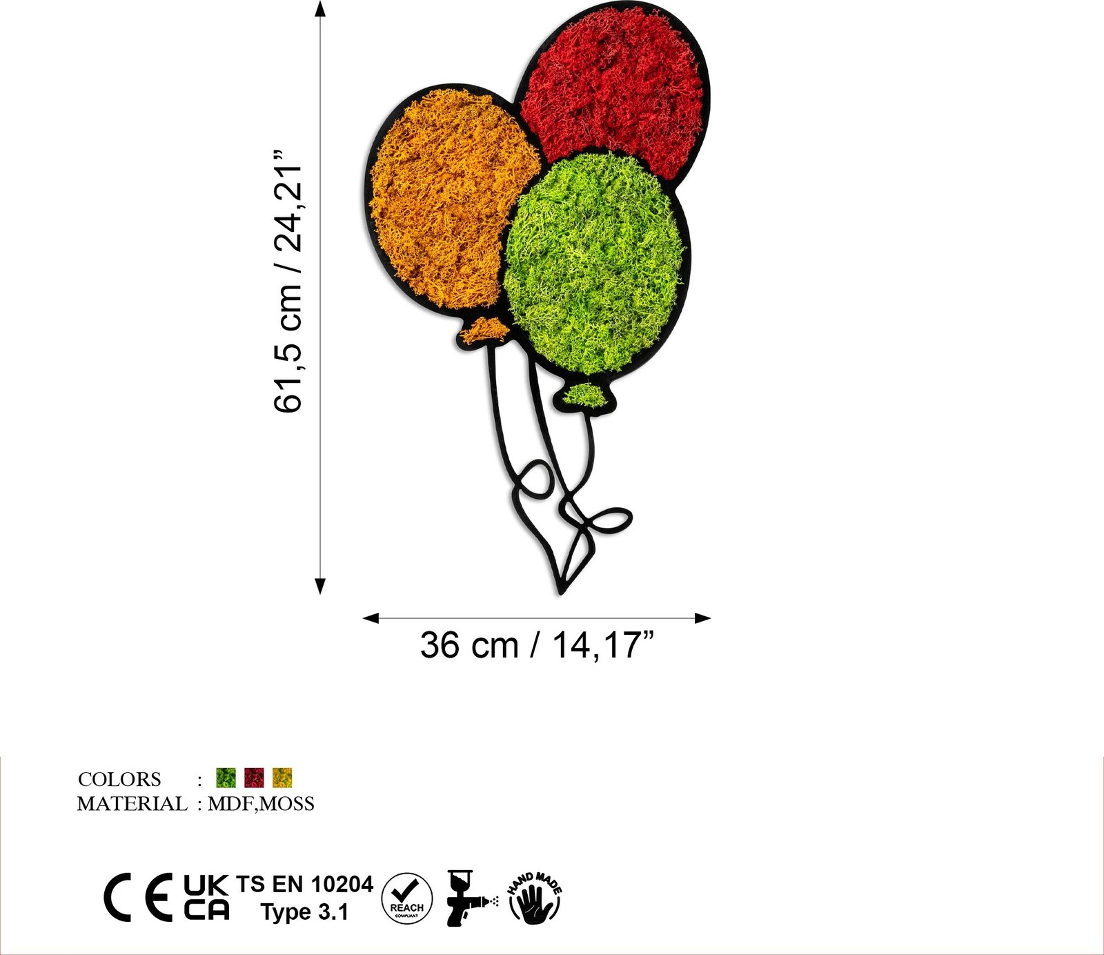 Aksesor dekorativ muri Wallity, myshk, balona