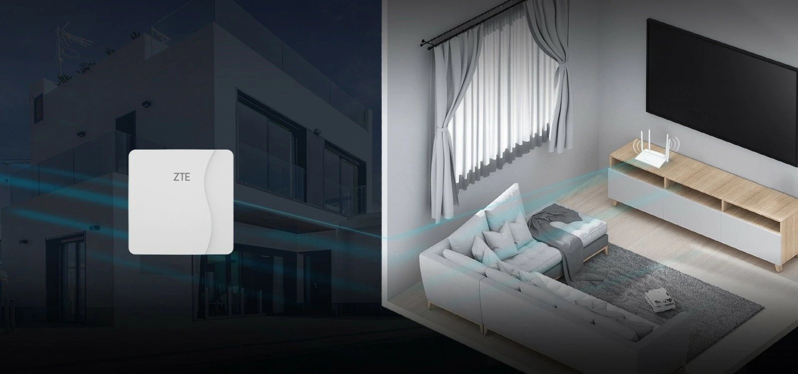 Router ZTE MF258 PRO me WiFi6, 4 antena, i bardhë, set ODU & IDU