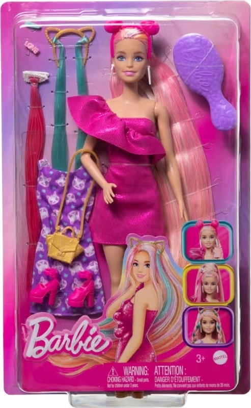 Kukull Barbie Mattel Hair Play JDC85 me aksesorë stilimi, rozë