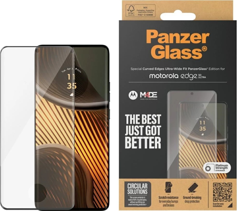 Xham mbrojtës PanzerGlass Ultra-Wide Fit për Motorola Edge 50 Ultra