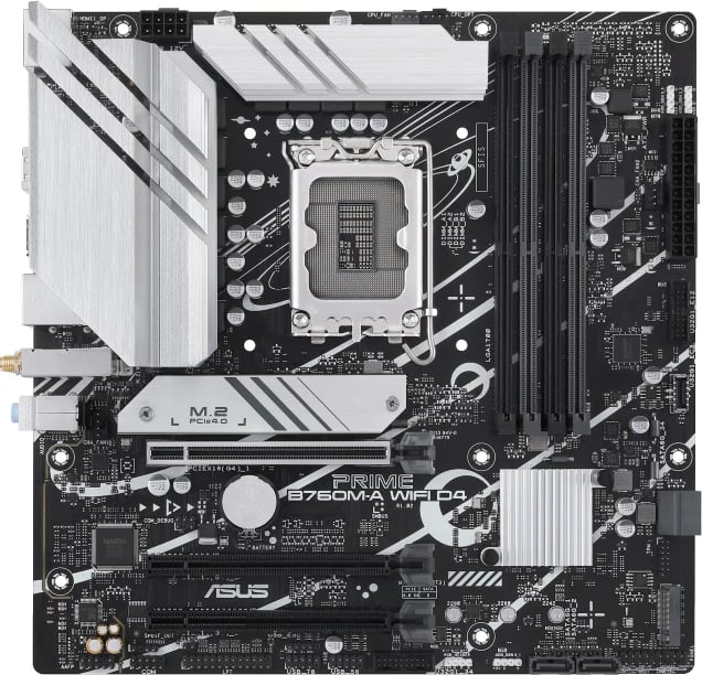 Pllakë amë Asus PRIME B760M-A WIFI D4 90MB1CX0-M0EAY0, LGA1700, microATX, DDR4, Wi‑Fi, M.2, e zezë