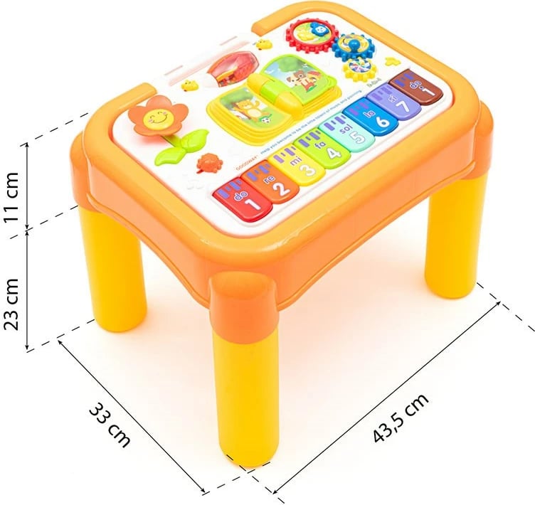 tryezë edukative muzikore 3‑në‑1, BABY MIX, Multifunctional Musical Learning Table, me piano dhe dërrasë magnetike, 18m+, shumëngjyrëshe