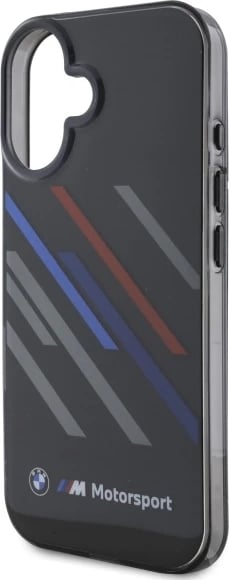 Mbështjellës BMW Motorsport IML Random Stripes për iPhone 16, Zi