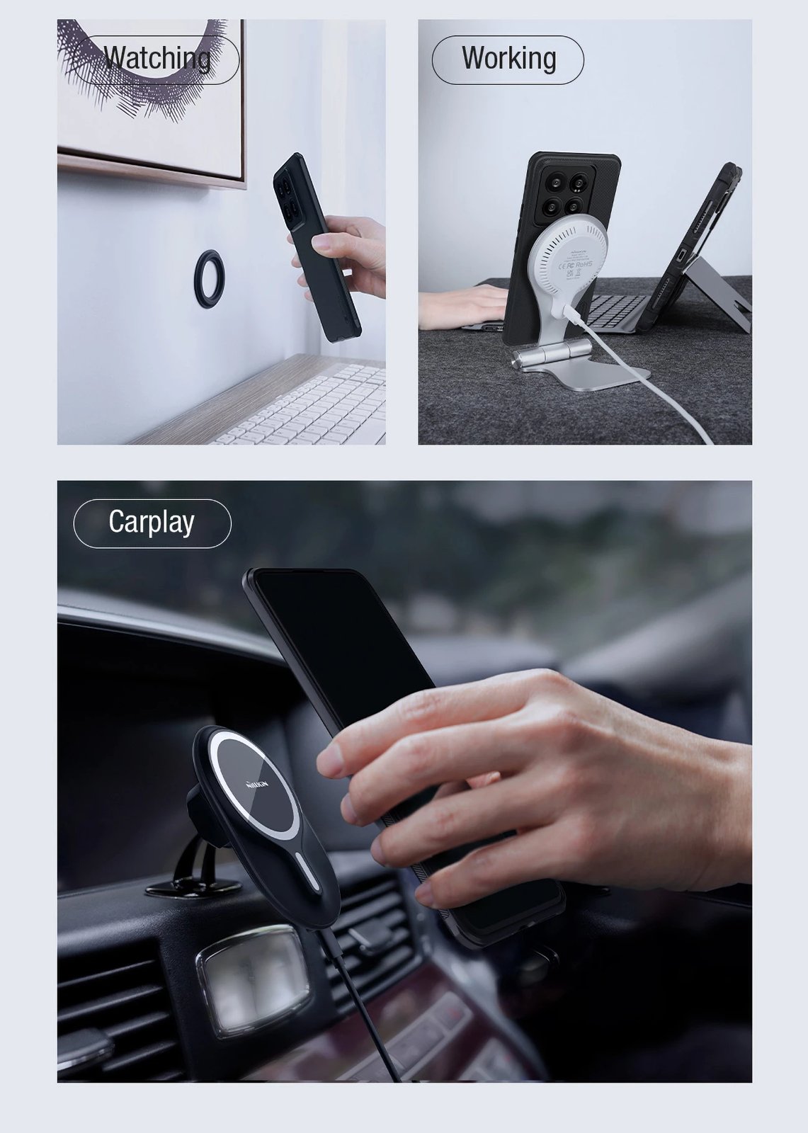 Mbështjellës Nillkin Super Frosted Shield Pro Magnetic për Xiaomi 14, i zi