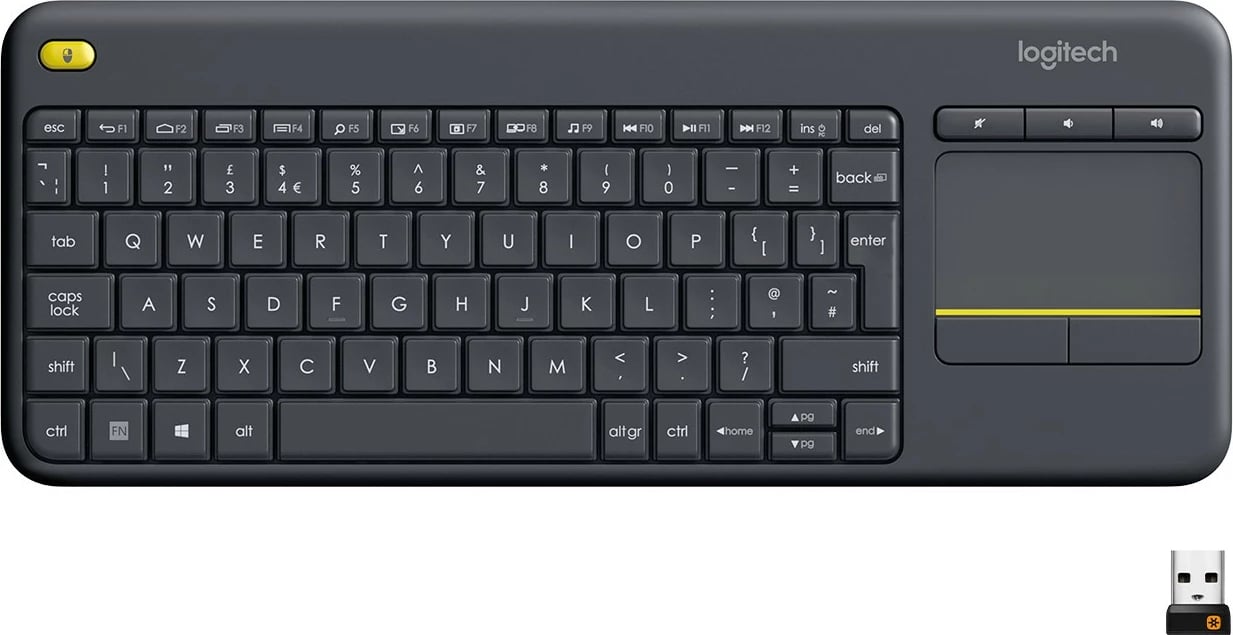 Tastierë wireless Logitech K400 Plus, Mini, Wireless, RF Wireless, QWERTY, e zezë