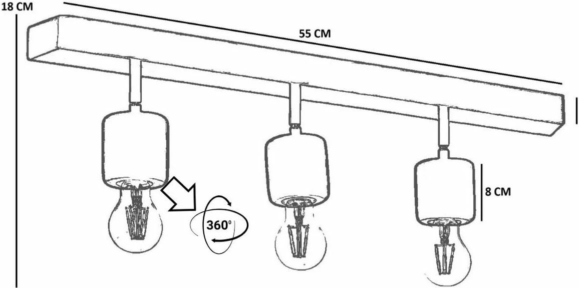 Llambë tavani druri Opviq, ngjyrë lisi, 9005-1