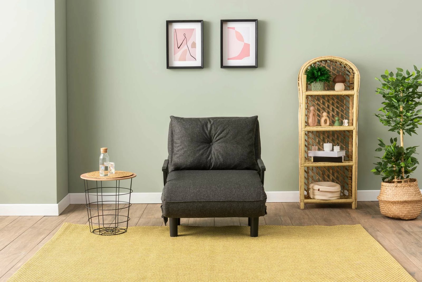 Krevat-karrige një vendës, Atelier del Sofa, Sento Single, gri e errët