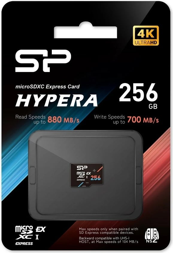 Kartë memorie microSDXC, Silicon Power Hypera SP256GBSTEI31V10, 256GB, SD Express 7.1 PCIe Gen3x1 NVMe, deri 880/700 MB/s, A1 U3 V30