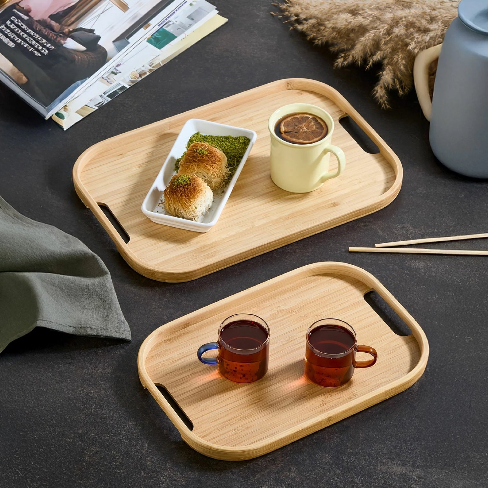 Set tabakash bambuje, shumëngjyrëshe, Hermia Concept, 2 copë, Acero-32111