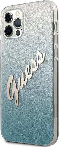 Mbështjellës Guess GUHCP12MPCUGLSBL për iPhone 12/12 Pro 6.1", Glitter Gradient, Blu