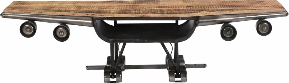 Mbajtës TV Wings, metal gunmetal, dru mango natyral, 188x44x44 cm