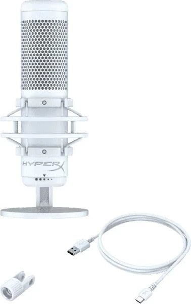 Mikrofoni për lojëra HyperX QuadCast S, i bardhë