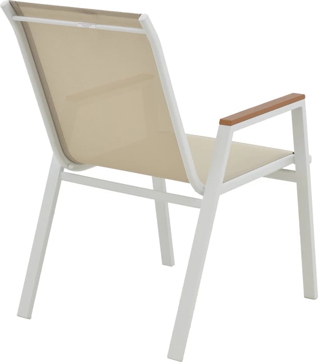 Set tavolinë me karrige për terasë Nares-Azelie A, 5 pjesë, alumin i bardhë dhe plywood natyral, 140x80x72.5cm