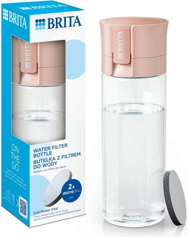Shishe uji me filtër Brita Vital+, 0.6L, 2 MicroDisc, pjeshkë