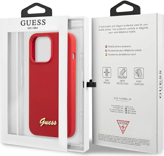 Mbështjellës Guess GUHCP13XLSLMGRE për iPhone 13 Pro Max 6.7", silikon, e kuqe Mbështjellës Guess GUHCP13XLSLMGRE për iPhone 13 Pro Max 6.7", silikon, e kuqe