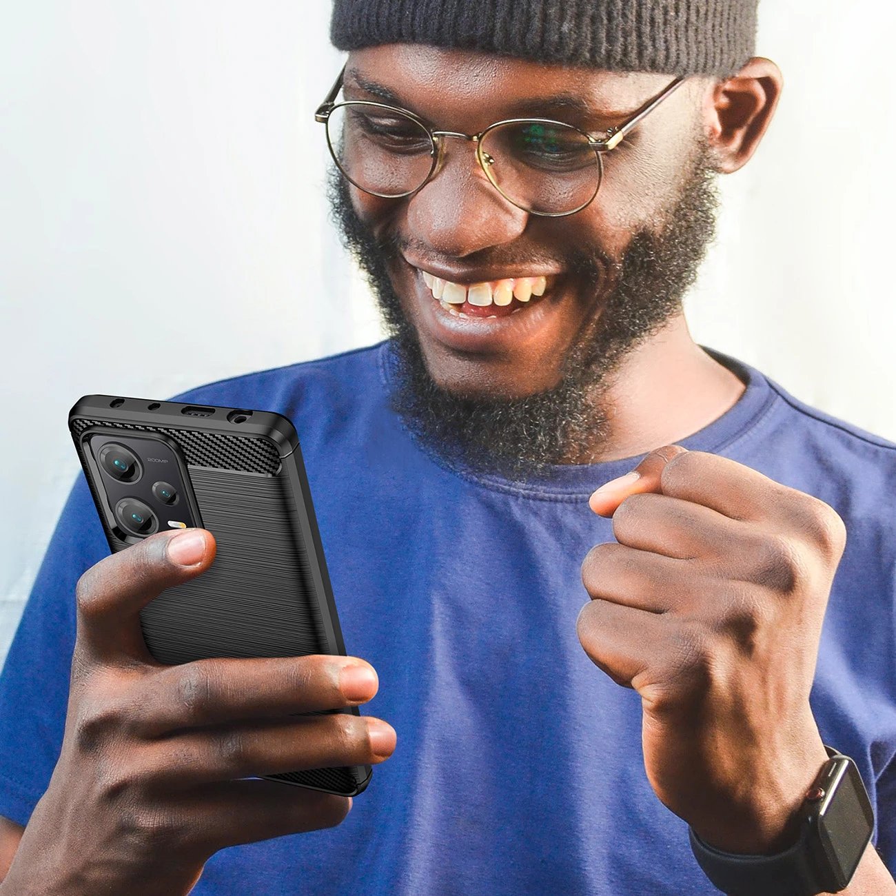 Mbështjellës Hurtel Carbon Case për Xiaomi Redmi Note 12 Pro+, TPU, i zi