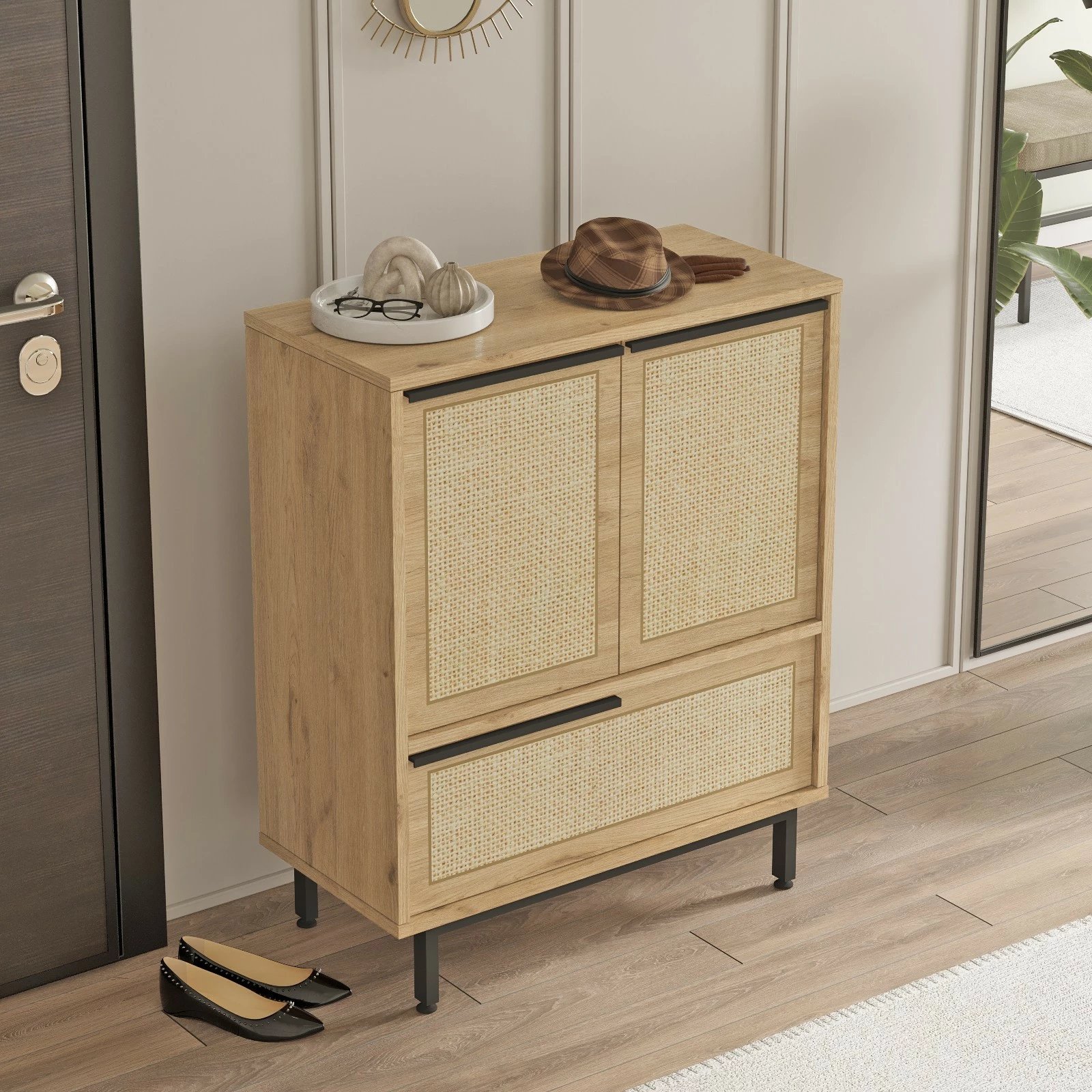 Dollap për këpuca Skye Decor, On8C-Su, ngjyrë arrë dhe lis