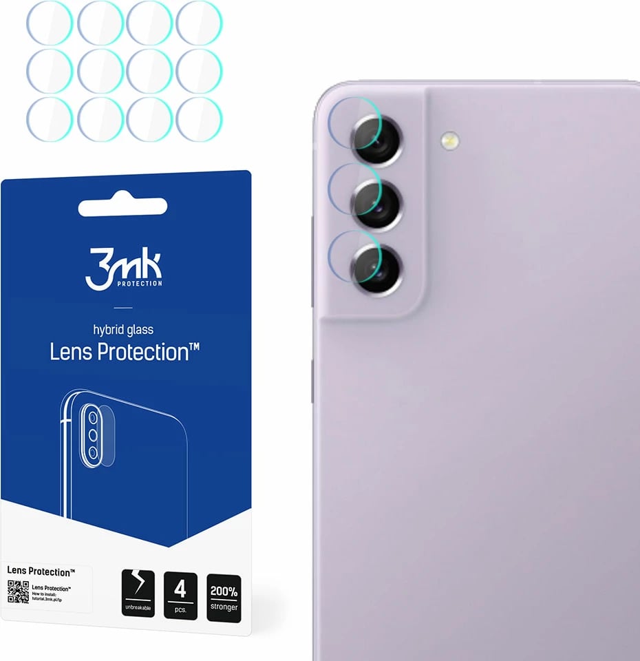 Mbrojtës xhami për lente Samsung Galaxy S21 FE 5G, 3mk Lens Protection, set 4 copë