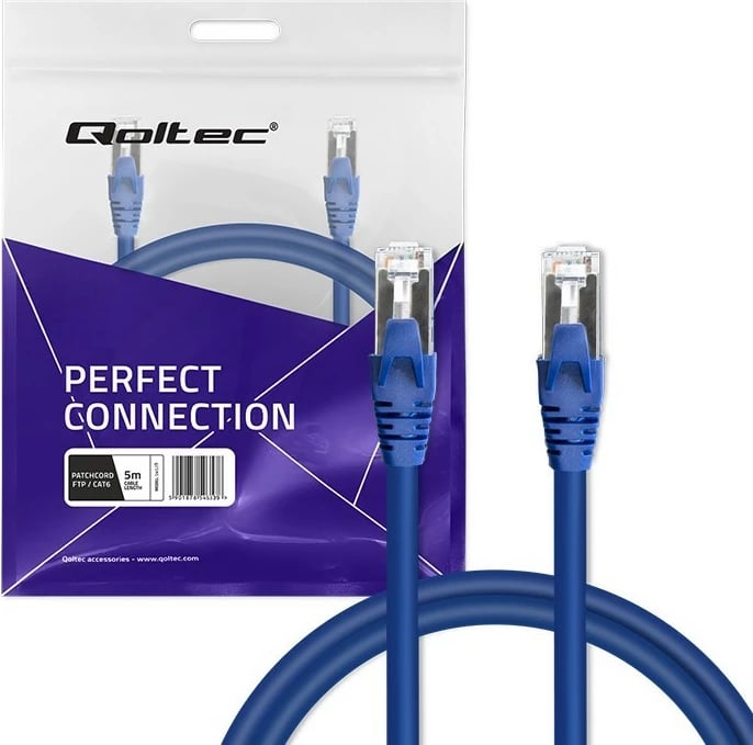 Kabllo rrjeti Qoltec CAT6, 5m, RJ-45, Blu