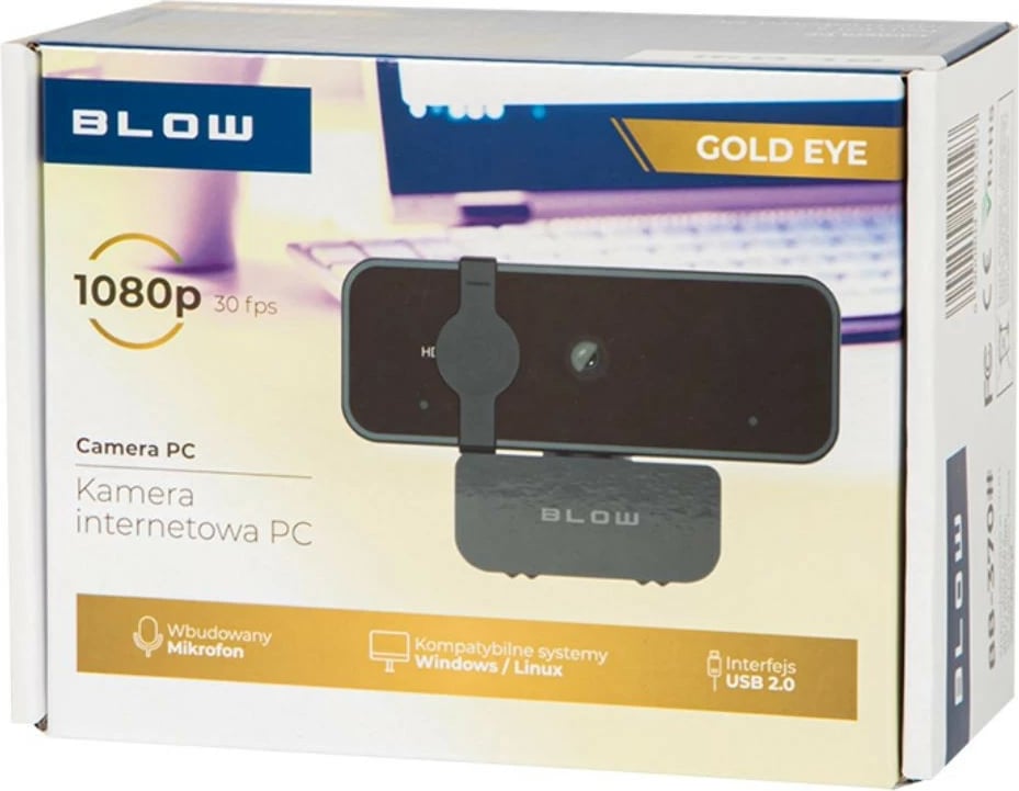 Webcam BLOW CAM08 GOLD EYE, Full HD 1080p, me mikrofon, USB, Zi