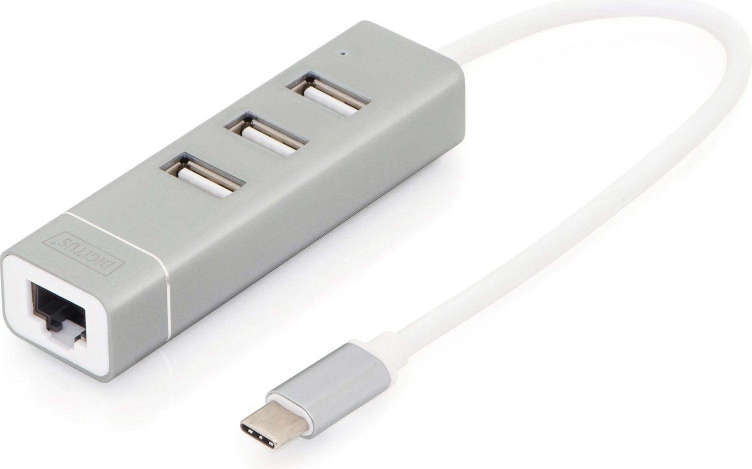 Hub USB Digitus, 3 porte, Ethernet, Alumini
