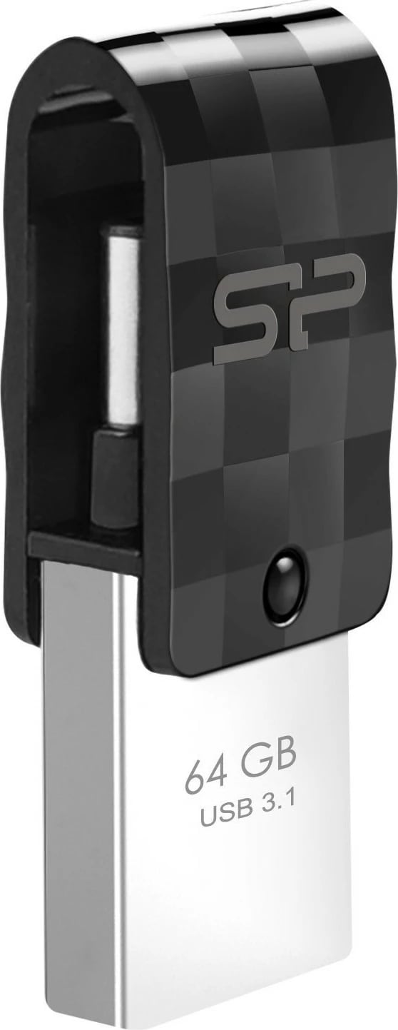 USB flash Silicon Power Mobile C31 64GB, USB Type-A/Type-C, zi, argjend