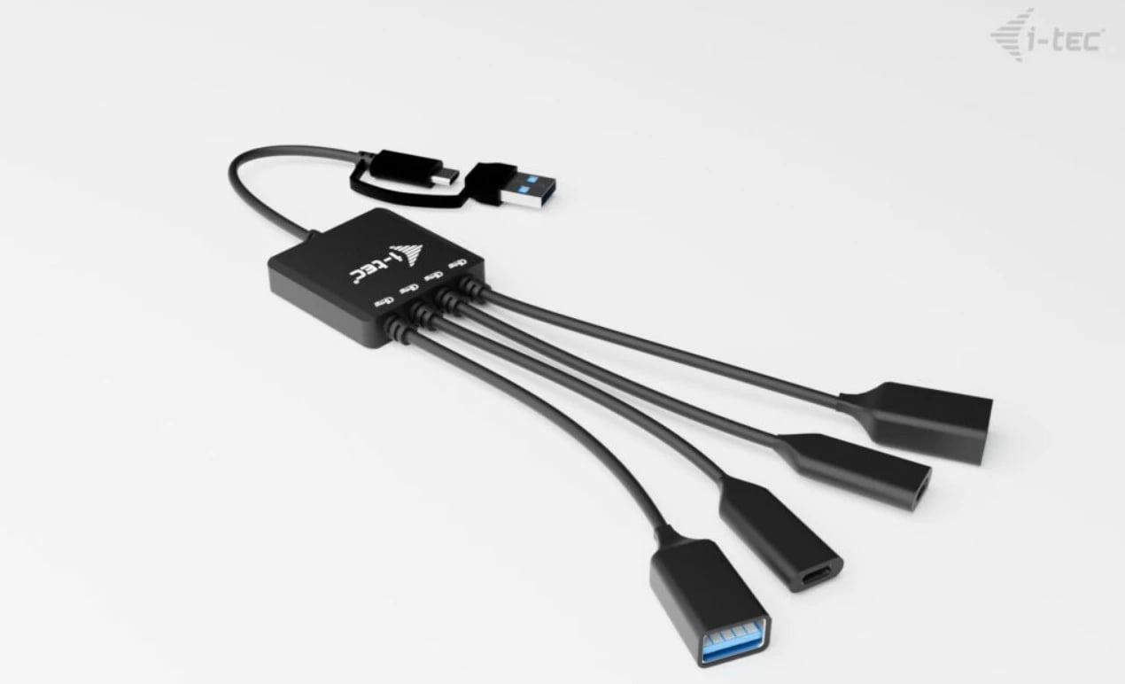 Kasë i-tec CACBLHUB2A2C, 4 porta (2x USB-C, 2x USB-A), e zezë
