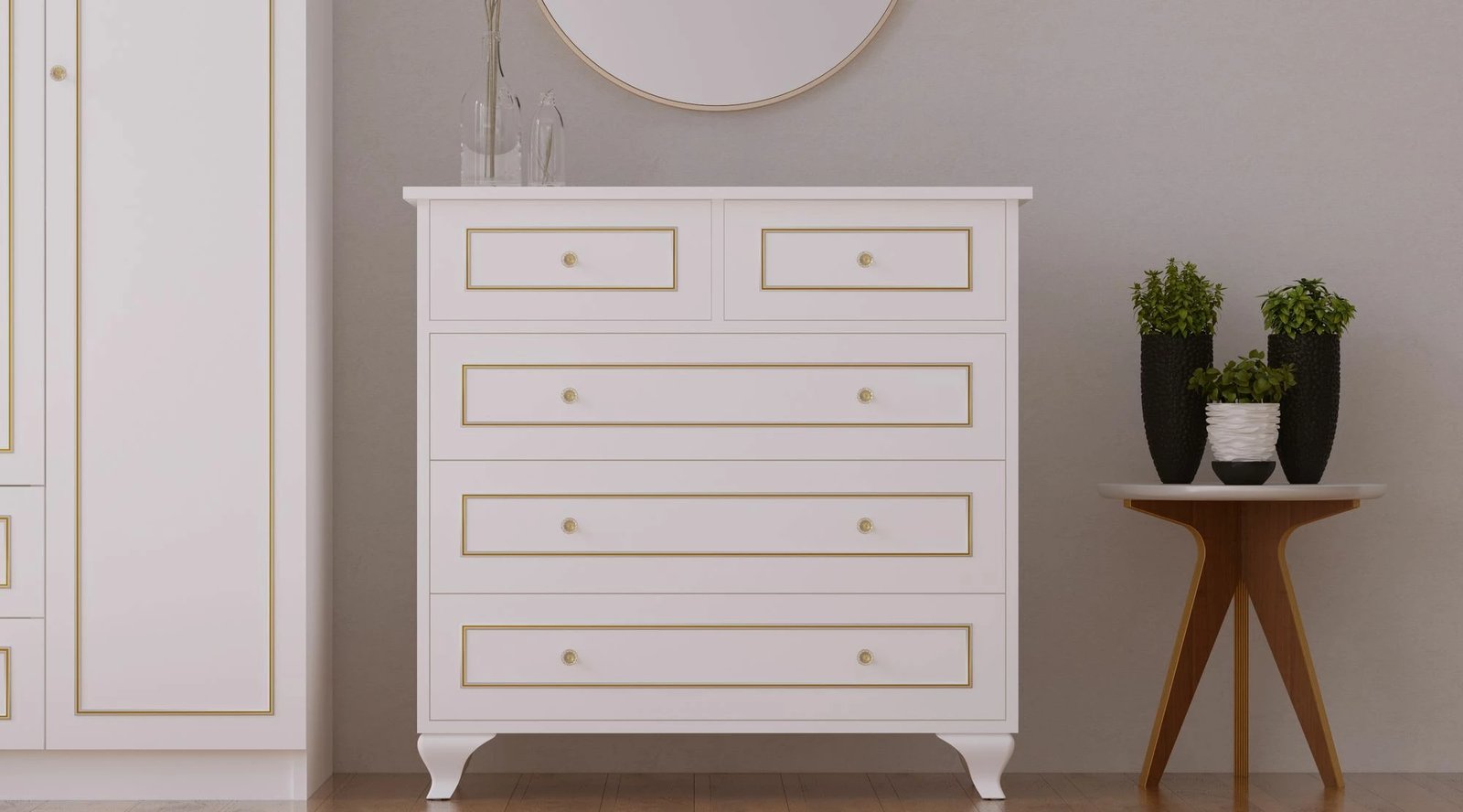 Komodë Skye Decor, ngjyrë e bardhë mat, Rb-091