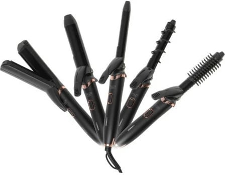 Set për stilim flokësh 5-në-1, Adler AD 2028, veshje qeramike, 1200 W, kabllo 180 cm, i zi