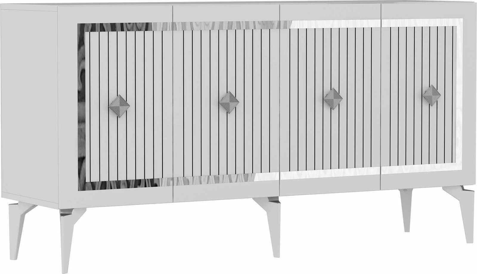 Konsolë Skye Decor, e bardhë, argjend