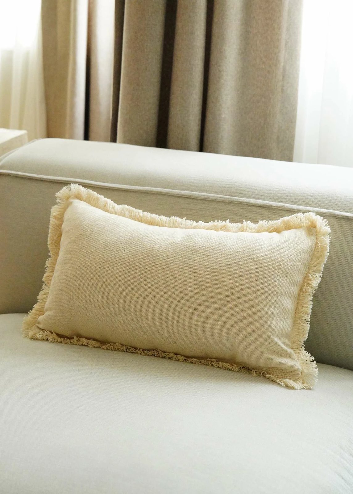 Jastëk mbulesë, 100% pambuk, ngjyrë bezhë, KET006, 30x50cm