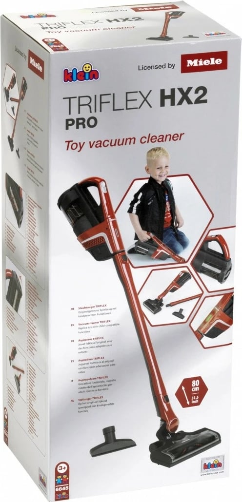 Lodër fshesë me korrent Klein Miele Triflex, për fëmijë, 80 cm, Kuqe/Zi