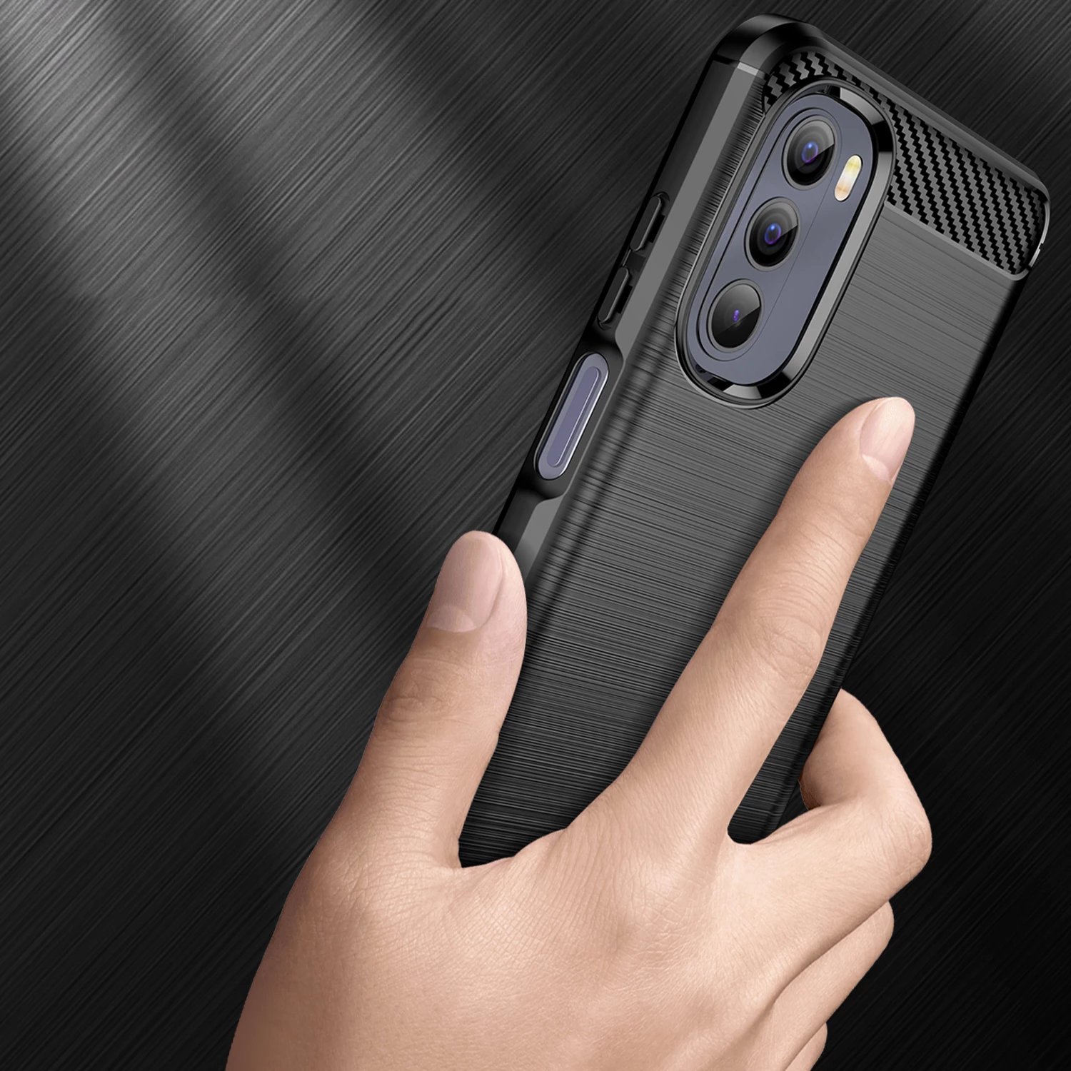 Mbështjellës Hurtel Carbon Case për Motorola Moto G Stylus 5G 2022, i zi